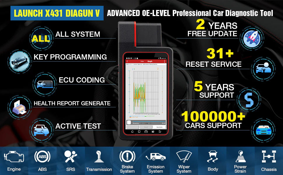 LAUNCH X431 Diagun V Auto diagnose werkzeug voll systemCode Reader scanner OBDII OBD Scan-tool Update Online