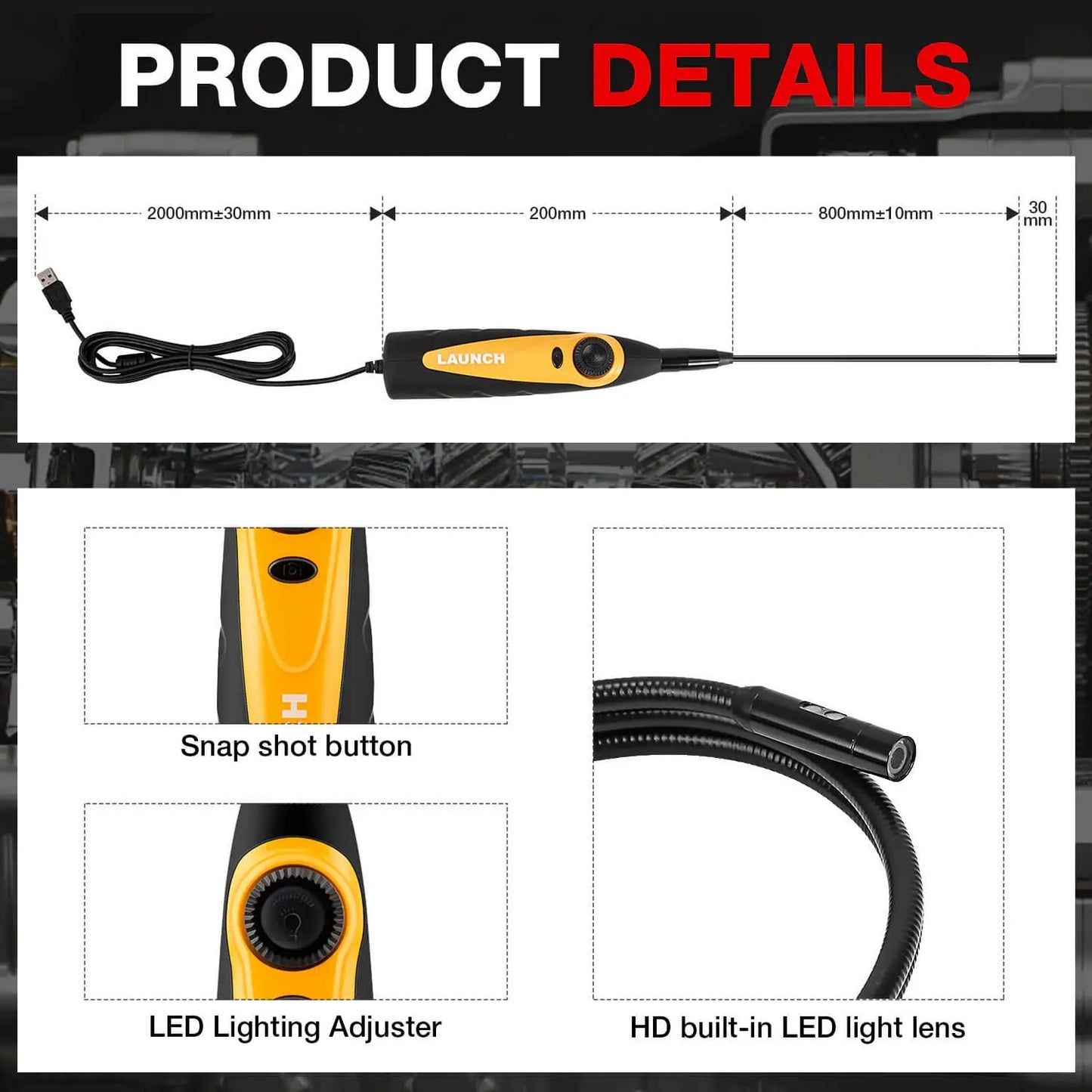 LAUNCH X431 Videoscope HD Inspection Camera VSP-600 for Viewing & Capturing Video & Images