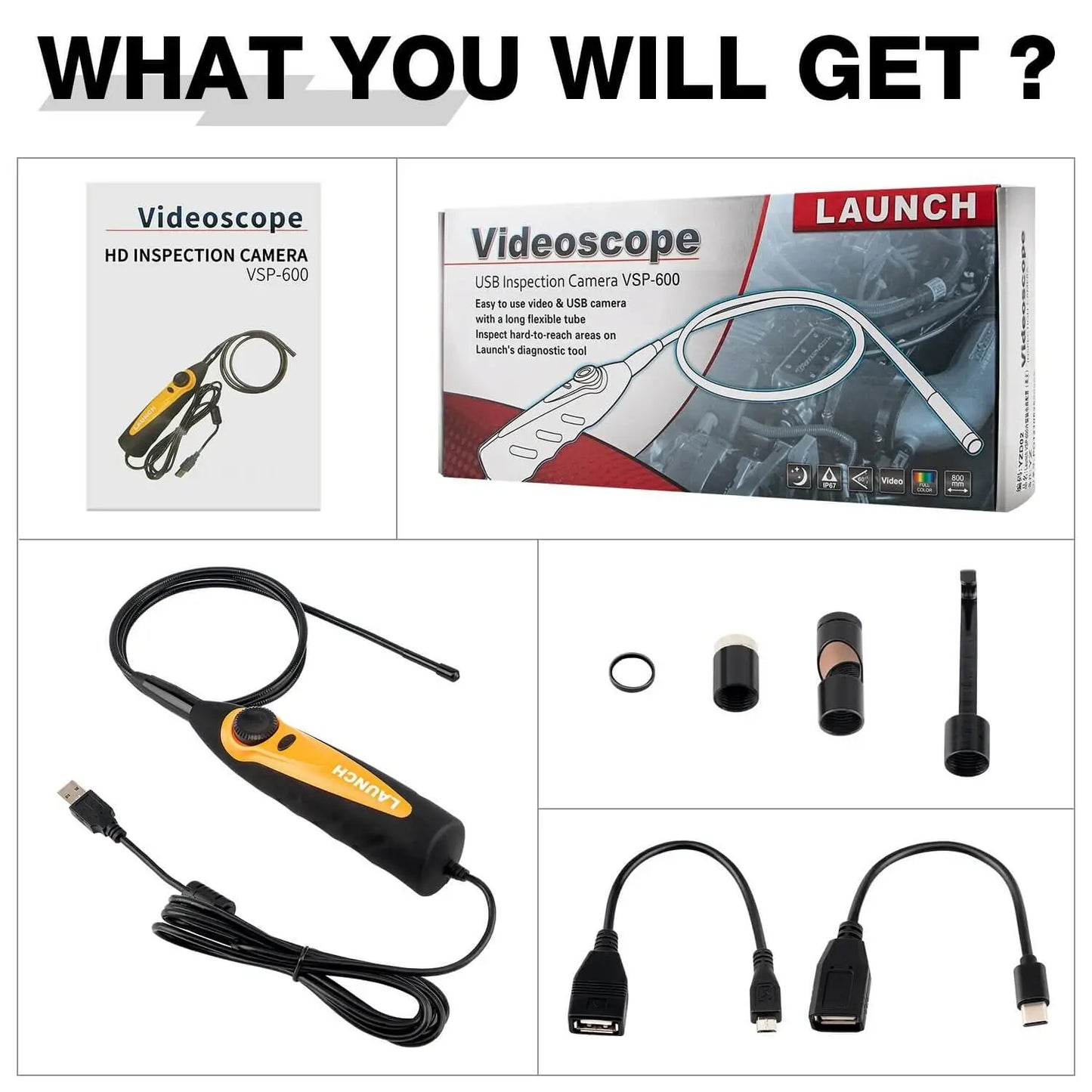 LAUNCH X431 Videoscope HD Inspection Camera VSP-600 for Viewing & Capturing Video & Images