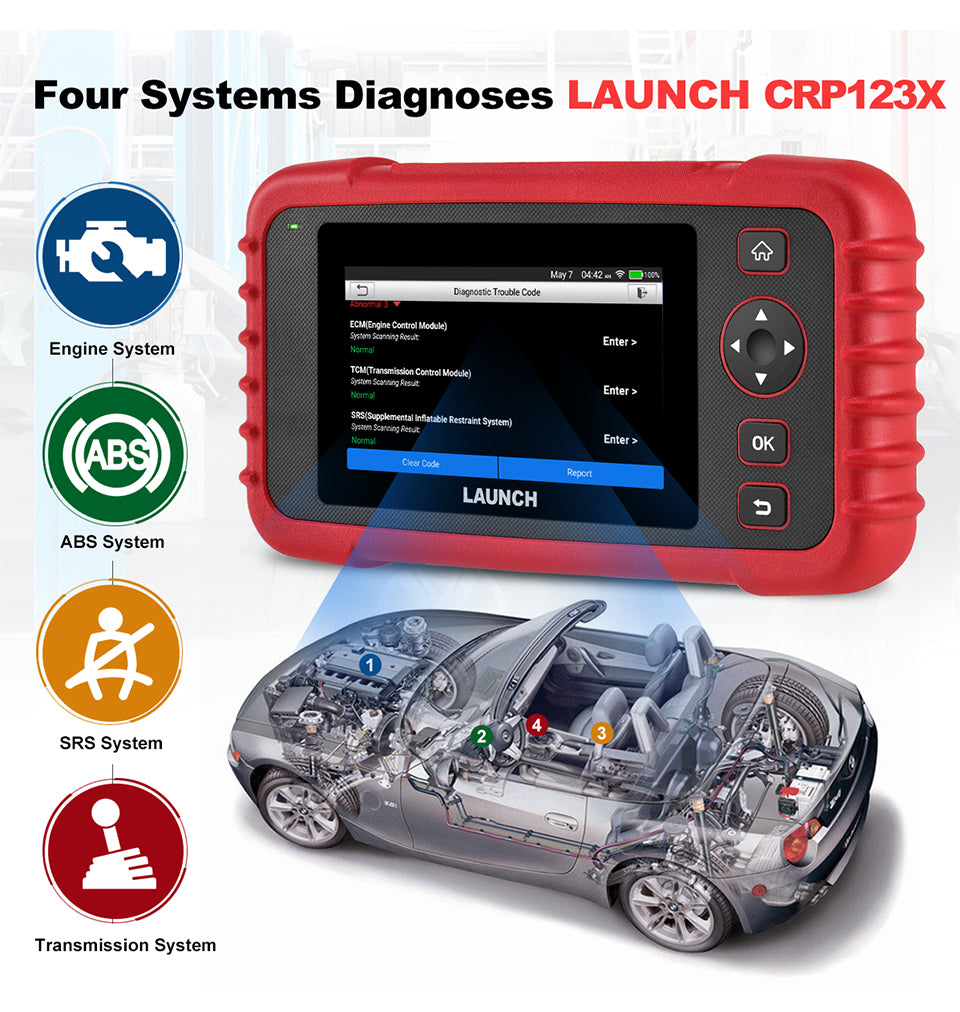 LAUNCH X431 CRP123X OBD2 Scanner Car Code Reader OBDII Diagnostic Tool ENG AT ABS SRS Launch Scanner Auto Automotive Tool