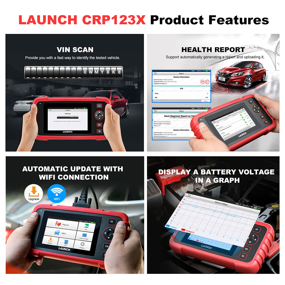 LAUNCH X431 CRP123X OBD2 Scanner Car Code Reader OBDII Diagnostic Tool ENG AT ABS SRS Launch Scanner Auto Automotive Tool