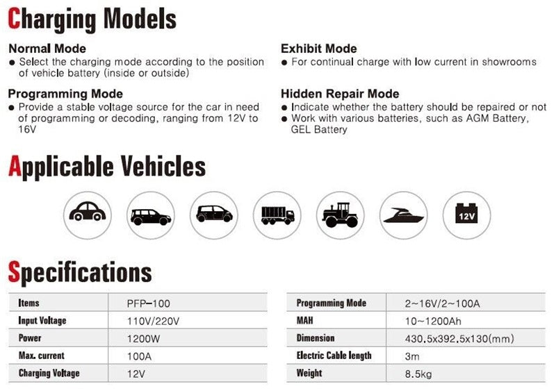 LAUNCH PFP-100 ECU Programming Power Supply and Battery Charger