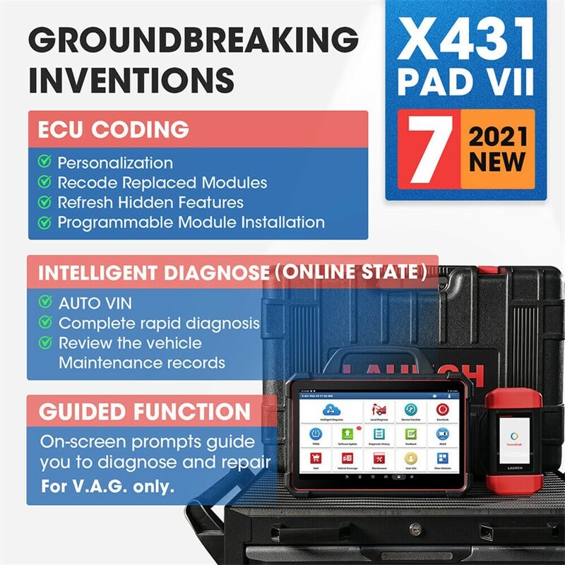 LAUNCH X431 PAD VII Professional Car Diagnostic Tool Auto OBD2 Scanner Automotive Diagnostic Tool Online ECU Key Coding and Programming