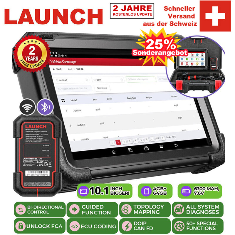 LAUNCH X431 PRO3 APEX Profi KFZ Scan Tool OBD2 Diagnosegerät Auto Scanner Online ECU Codierung Topologiekarte CAN FD & DoIP All-System Diagnostic