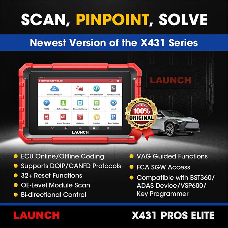 LAUNCH X431 PROS ELITE PROFI OBD2 Outil de Diagnostic Tous les ECU Codant l'Outil de Scanner OBD2