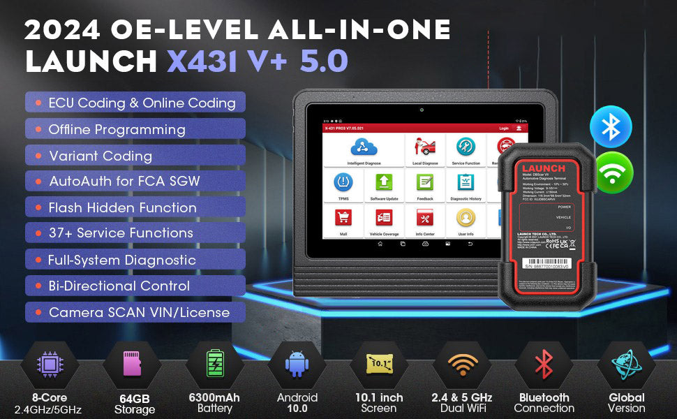 2024 LAUNCH X431 PRO3 V+ V5.0 OBD2 EOBD Outil de diagnostic de l'appareil de diagnostic WiFi Bluetooth Android Outil d'analyse du scanner