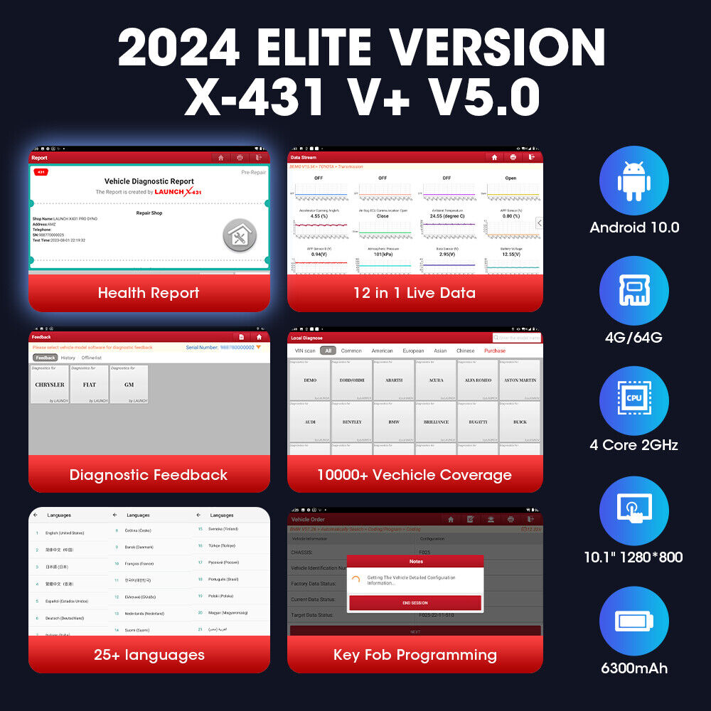 2024 LAUNCH X431 PRO3 V+ V5.0 OBD2 EOBD Diagnostic Device Diagnostic Tools WiFi Bluetooth Android Full System OBD2 Scanner Scanning Tool
