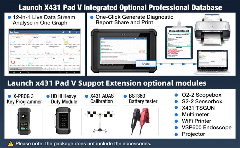 LAUNCH X431 PAD V Elite - Programmation & Codage ECU, Diagnostic Complet du Système, Carte de Topologie, Contrôle Bidirectionnel