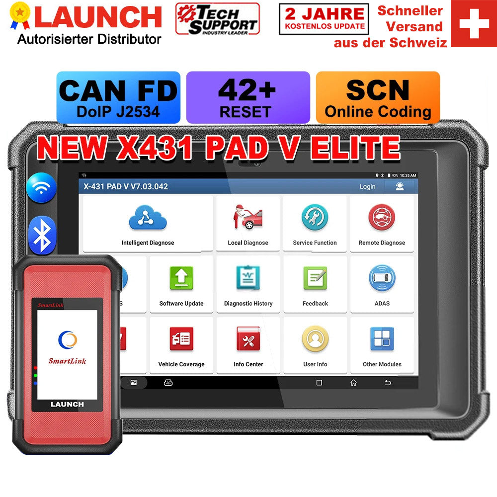 LAUNCH X431 PAD V Elite - Programmation & Codage ECU, Diagnostic Complet du Système, Carte de Topologie, Contrôle Bidirectionnel