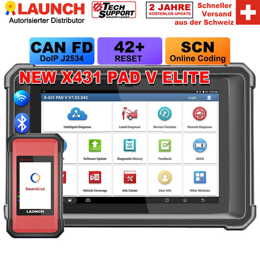 LAUNCH X431 PAD V Elite - ECU-Programmierung & Codierung, Vollständige Systemdiagnose, Topologiekarte, Bidirektionale Steuerung